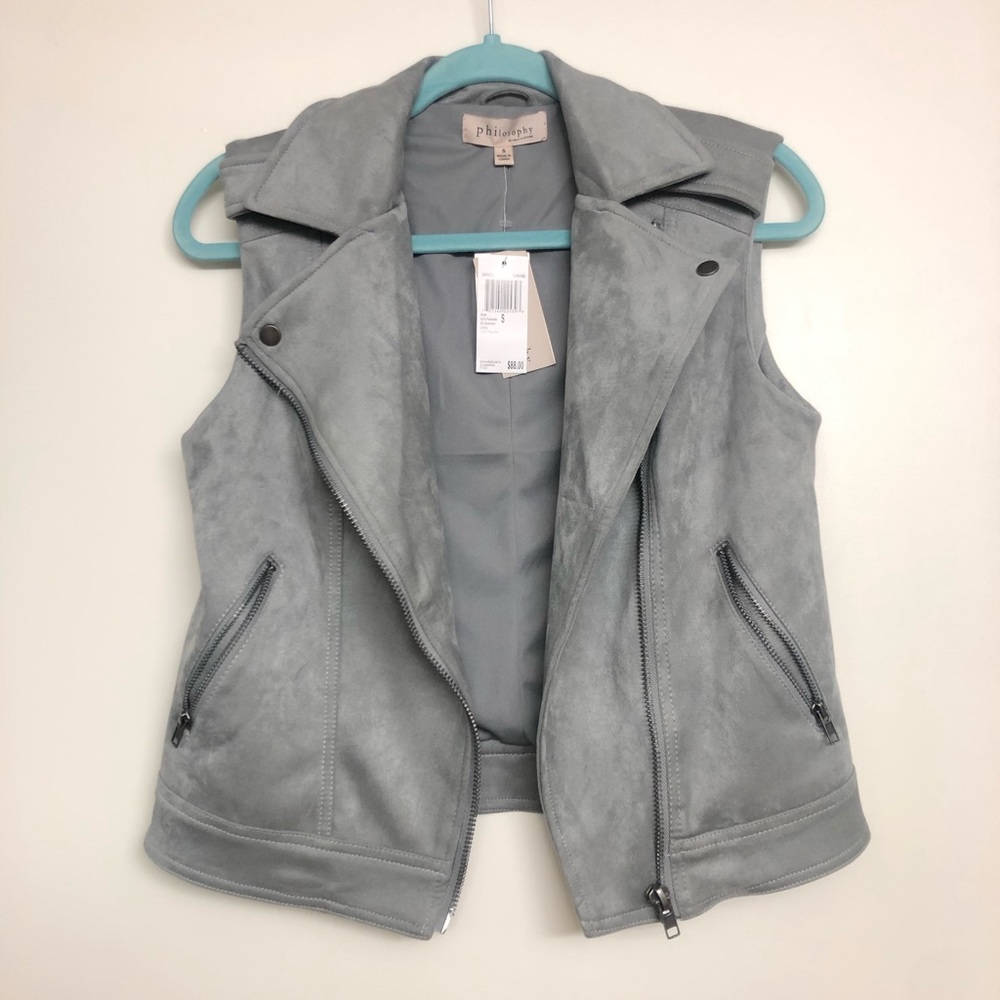 Philosophy faux suede Moto vest